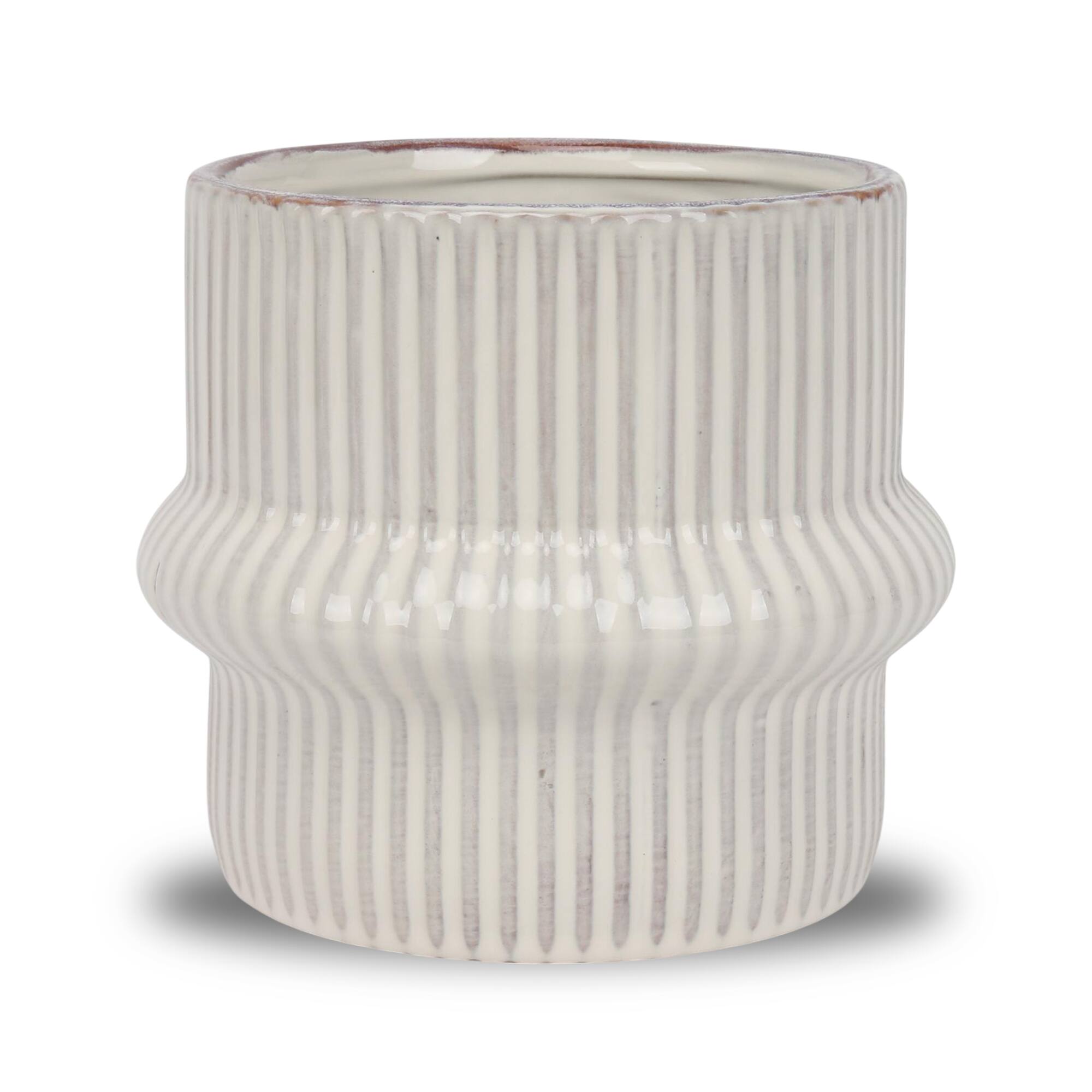 7.5" White Ribbed Ceramic Pot by Ashland®